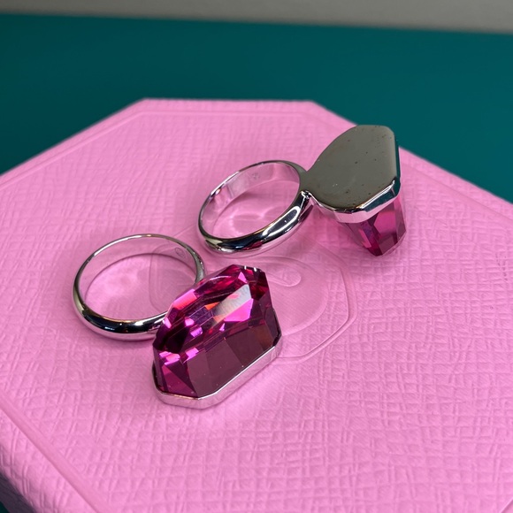 Swarovski Lucent Pink Ring Magnetic Rhodium Plated 5.5 NIB - Picture 6 of 16